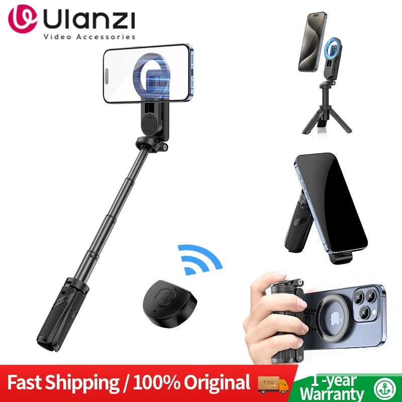 Ulanzi JJ03 Magnetic Selfie Stick Phone Tripod For iPhone 16 15 14 13 12 Pro Max Magsafe Smartphone Wireless Grip Desktop Stand Good Vibrations