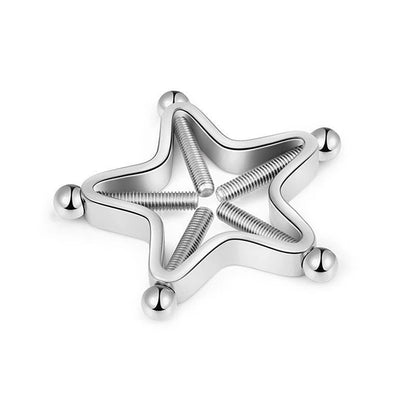 [Y]1Pc Stainless Steel Adjustable Nipple Rings For Women, Star Shaped Clip On Nipple Ring Fake Nipple Piercing Jewelry Good Vibrations