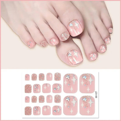 Nail Polish Film Toenail Stickers Solid Color Glitter Toe Nail Art Sticker DIY Waterproof Adhesive Nail Wraps Decals Decors Good Vibrations