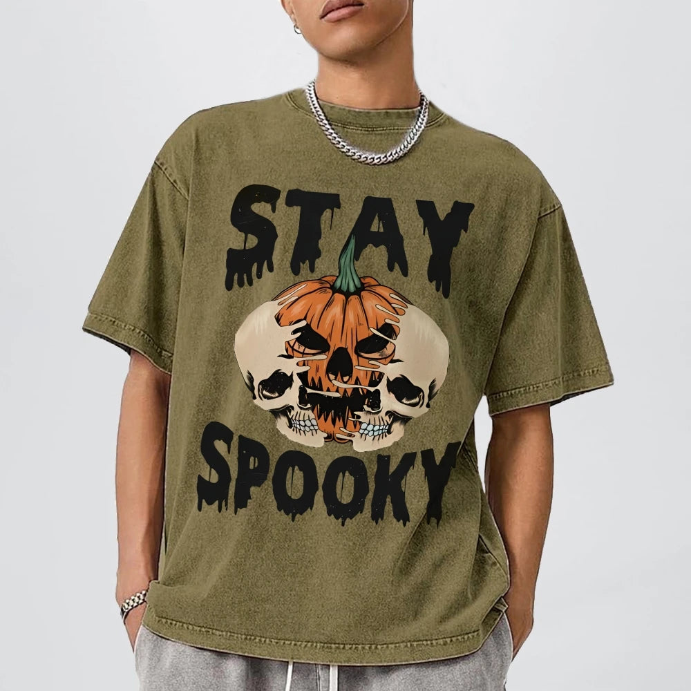 Neutral Style Retro Outfit T-Shirt Pure Cotton High Quality Pumpkin Letter Graphic Printing Fashion Trend Loose Short Sleeves Good Vibrations