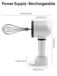 USB Rechargeable Electric Hand Blender Wireless Portable Hand Whisk Rechargeable 3-Speed And 2 Whisk For Baking Whisk Milk Cream Good Vibrations