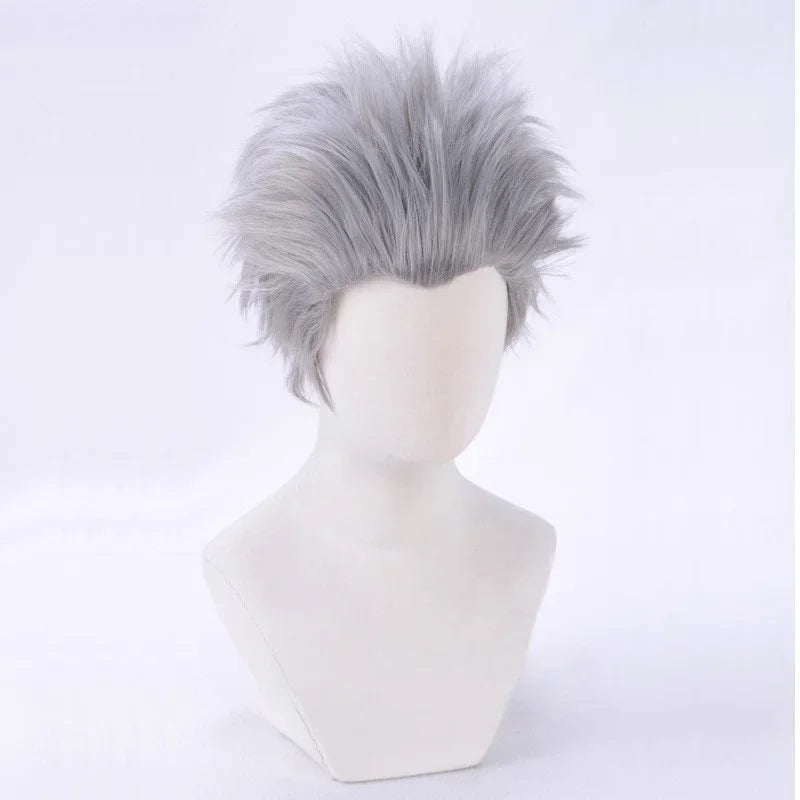 Vergil Cosplay Wig Short Silver Grey Slicked-back Hair Heat Resistant Synthetic Hair Wigs Good Vibrations