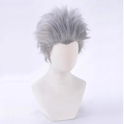 Vergil Cosplay Wig Short Silver Grey Slicked-back Hair Heat Resistant Synthetic Hair Wigs Good Vibrations