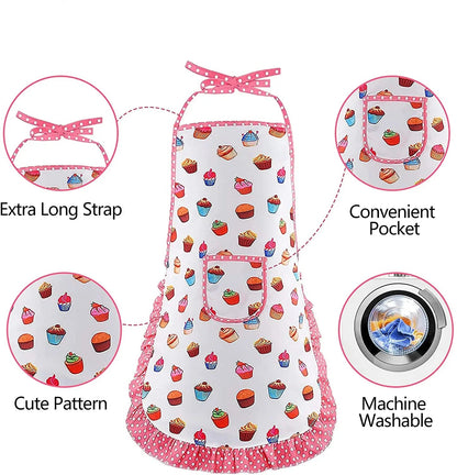 Apron for Little Girls 4/11Pcs Kids Kitchen Cooking Baking Pretend Play Set Simulation Pink Chef Baking Tool Play House Toys Good Vibrations