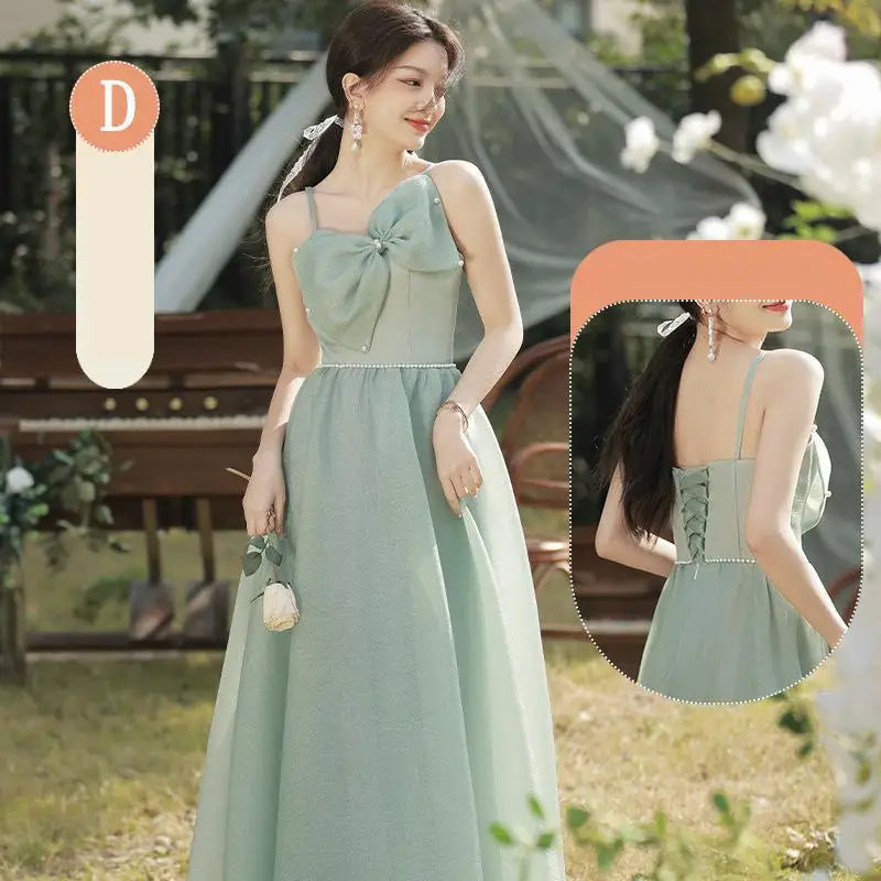 Tulle Bridesmaid Dresses Elegant With Bow Wedding Party Dress Multiple Styles A-line Plus Size Long Dress Customized Good Vibrations