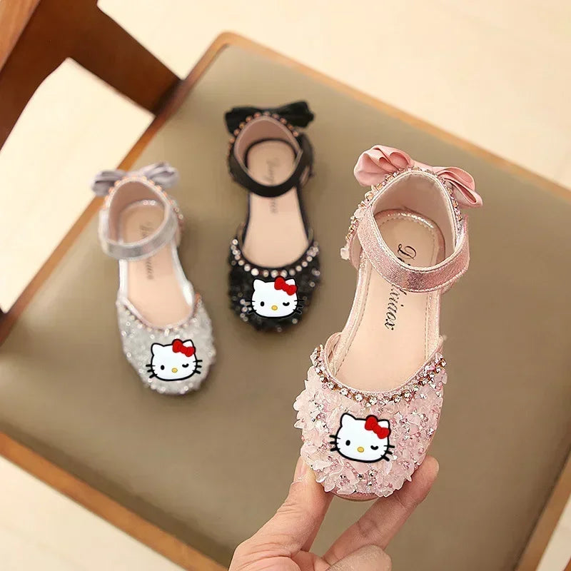 Sanrio hello kitty girls sandals summer new girls baby princess shoes children Baotou soft-soled crystal performance shoes girls Good Vibrations