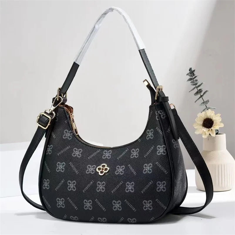 Elegant Leather Crossbody Messenger Bag - Unique Solid Color Commuter Purse with Retro Parisian Designer Details Good Vibrations