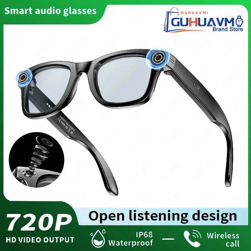 New AI Smart Glasses 800W Pixel Camera Bluetooth HD Call Voice Assistant Stereo Music Player Translate 6K Photochromic Glasses Good Vibrations