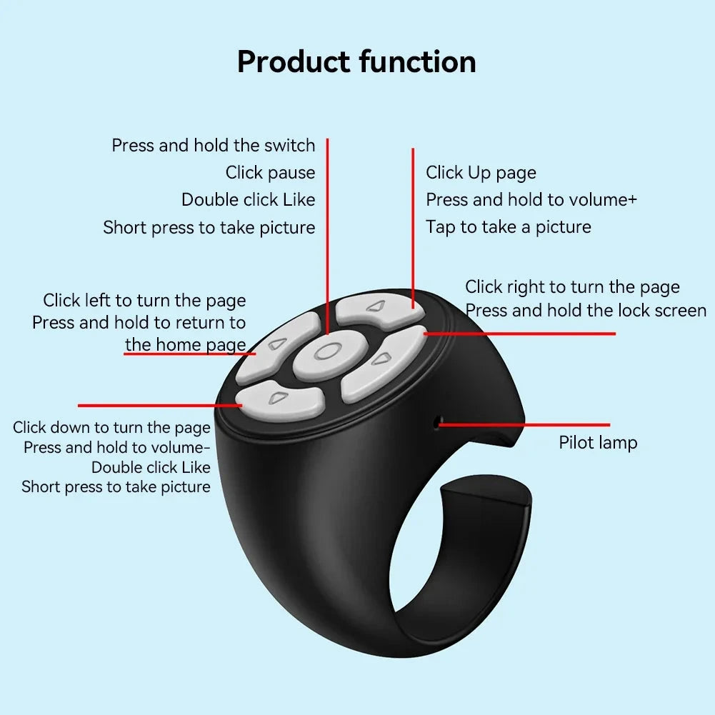 Scrolling Ring Wireless Finger Shutter Remote Control Page TurnerMobile Phone Controller Bluetoothcompatible For Home Travel Car Good Vibrations Adult Super Store