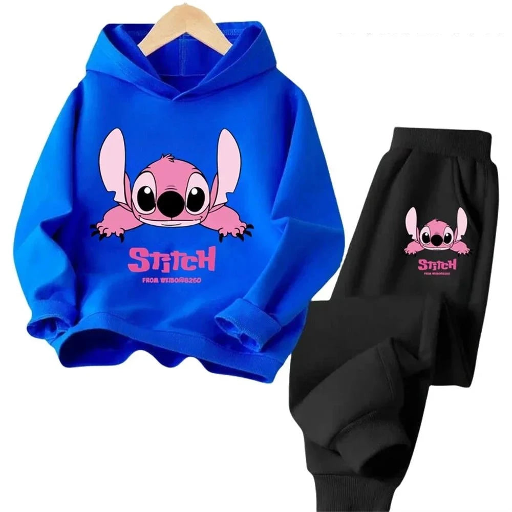 Children Hoodies Stitch Kawaii Fashion Pullover Sweatshirt Anime Trucksuit Manga Cartoons Girls Boy Kids Autumn Casual Clothes Good Vibrations
