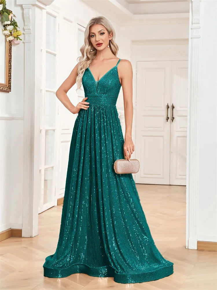 Elegant Sexy Backless Sequins Evening Dress Long 2025 Mermaid Formal Gown Women Wedding Party Dresses Caicktail Graduation  Prom Good Vibrations