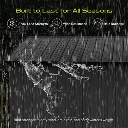 12 x 10 FT Outdoor Storage Shed, Metal Garden Tool Shed with Slooping Roof, Lockable Doors, All-Weather Bike Shed Easy to Assemb Good Vibrations