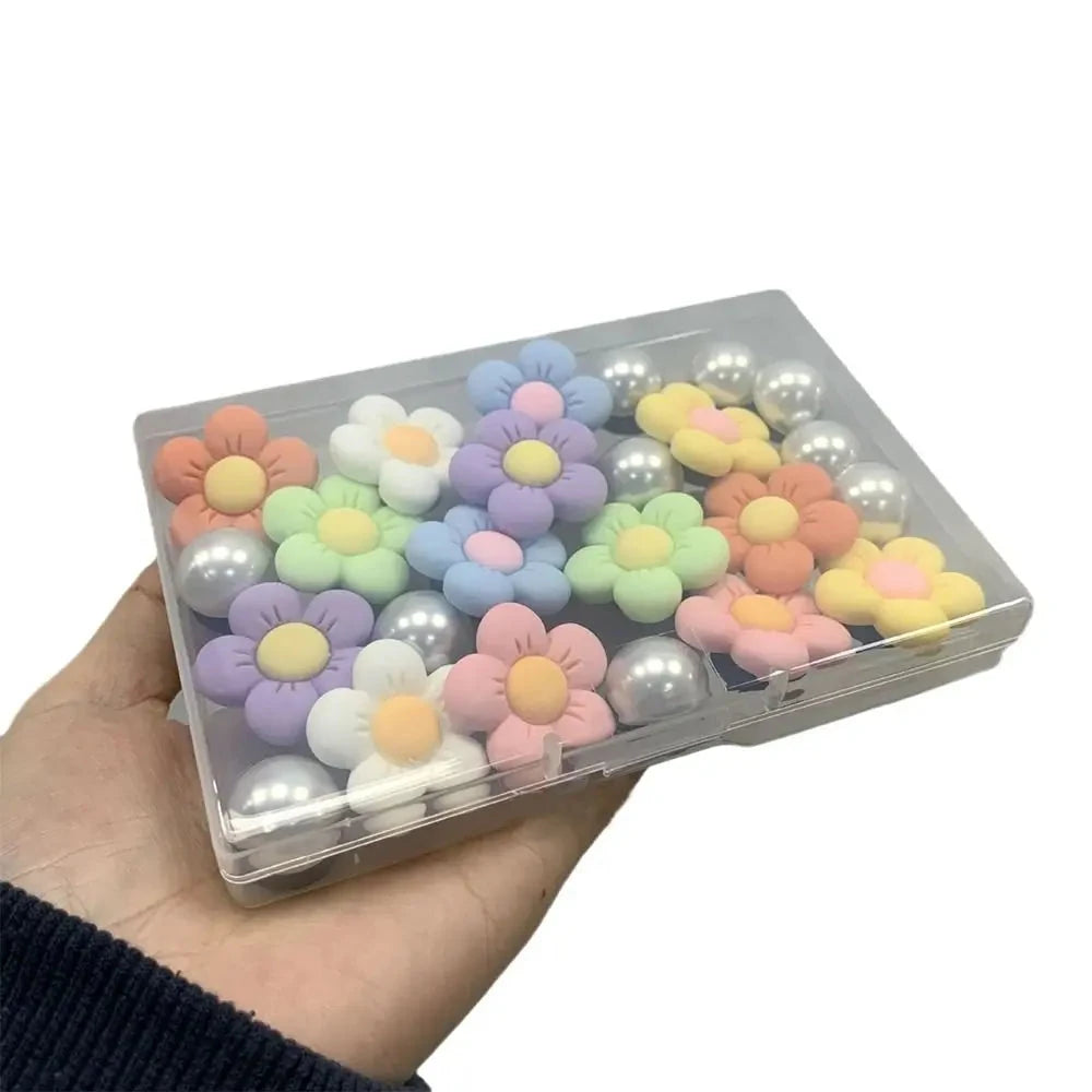 24Pcs Flowers and Pearls Charms for Bogg Bag Compatible with Women Rubber Beach Bag Tote Handbag Decoration Good Vibrations