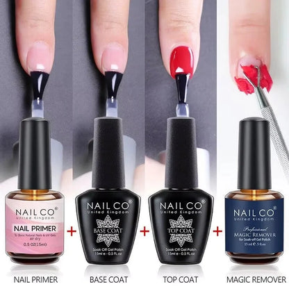 NAILCO 15ml Top Coat Base Coat Gel Nail Primer Gel Remover Nail Art Semi Permanent Lacquer Varnish Hybrid Nail Supplies Good Vibrations