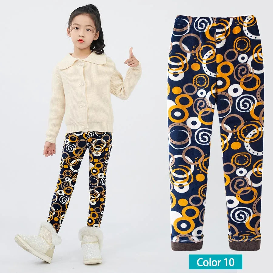 SheeCute Girls Winter Warm Pants Kids Fleece Lined Leggings for 3-11 Years SCW8101 Good Vibrations