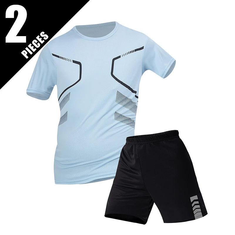 2/4/6 Pcs Plus Size Men's Quick-drying Short-sleeved Shorts Suit Men's Leisure Sports Running Fitness T-shirt Joker Shorts Teen Good Vibrations