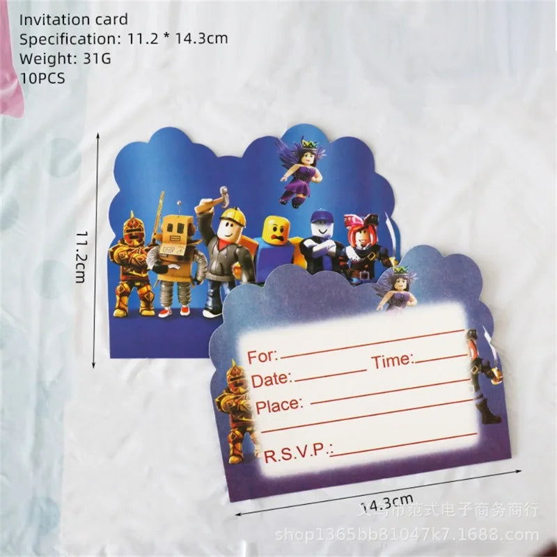 Game Roblox Cartoon Party Theme Birthday Supplies Balloon Banner Cake Topper Tableware Set Decorative Anime Peripheral Gifts Good Vibrations