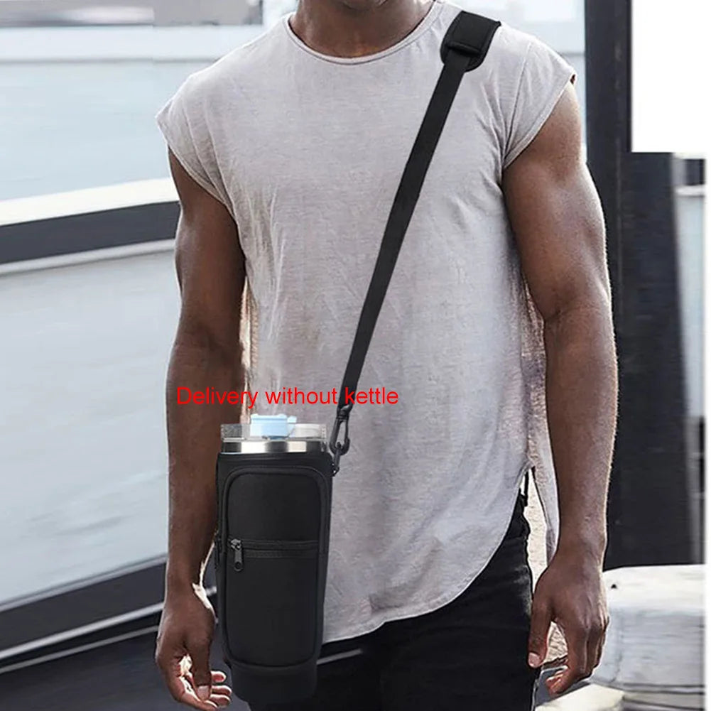 Portable Water Bottle Carrier Bag with Phone Pocket for Stanley 40oz Tumbler with Handle Neoprene Water Bottle Holder Pouch Good Vibrations