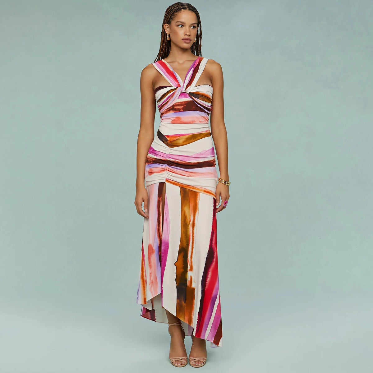 2Pcs Striped Swimsuit With Long Skirt Sexy Women Bikini Push Up Swimwear Halter Biquini Female Bathing Suit Slimming Beachwear Good Vibrations