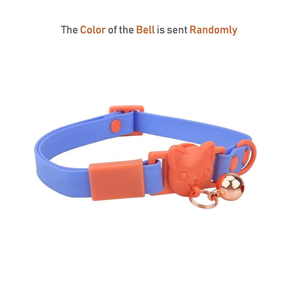 Pet Cat Bell Collar Dog Necklace PVC Waterproof Adjustable Kitten Candy Color Collar Festival Grooming Decorate Pet Supplies - Good Vibrations