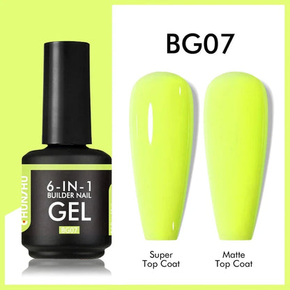 CHUNSHU 6 IN 1 Extension UV Gel Polish In A bottle Builder Nail Gel Rubber Base Coat Semi Permanent Nails Art Self-leveling 15ML Good Vibrations
