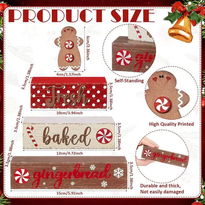 Christmas Tiered Tray Decor Wooden Table Centerpiece Merry Christmas Xmas/Gingerbread/Truck/Pink&Red Hohoho Chirstmas Family Gat Good Vibrations