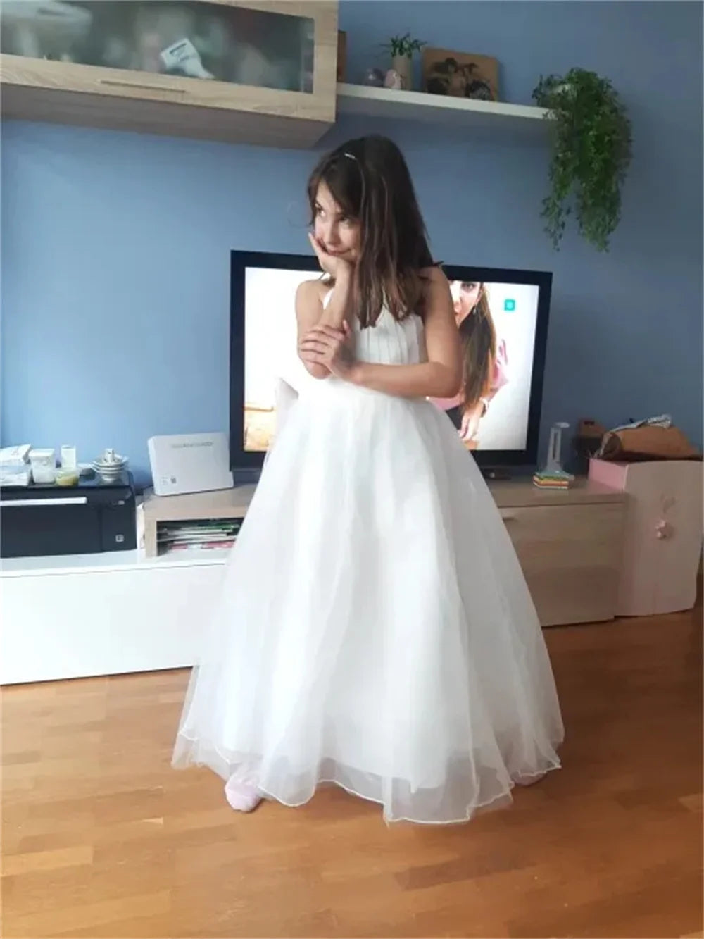 Flower Girl Dress Lace Chiffon Long Dresses Flower Girl Wedding Dress Summer Boho Birthday Party Wedding Dress For 2-14 Years