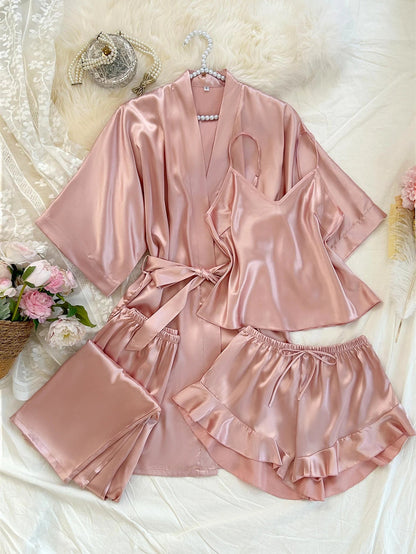 Women's Daily Multi Piece Pajama Set Exquisite Design Loungewear Set Comfortable Homewear for Multi Scenes Good Vibrations