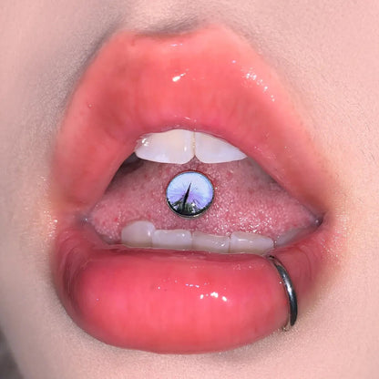 New Trendy Hypoallergenic Stainless Steel Colorful Eye Tongue Rings for Women Tongue Stud Body Piercing Jewelry Good Vibrations