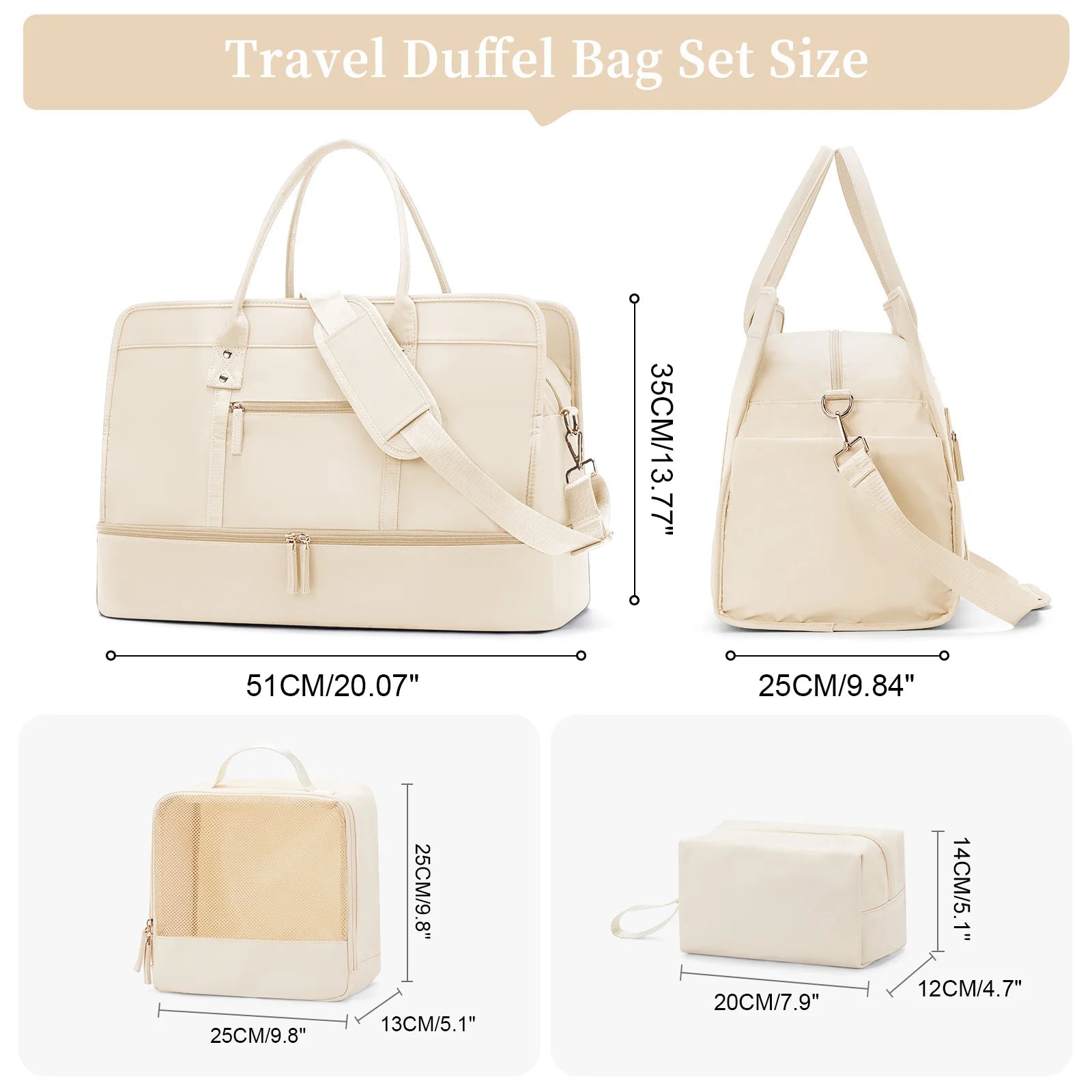 Luggage Travel Bags with a Clothes Bag and Toiletry Bag Large Capacity Daily Commuter Shoulder Bag Woman Tote Bags Handbag Woman Good Vibrations