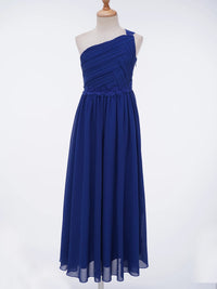 Girls Wedding Bridesmaid Dress One Shoulder Elegant Guipure Lace Ruched Chiffon Maxi Party Dresses Birthday Evening Prom Gown Good Vibrations