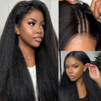 U V Part Wig Human Hair No Leave Out No Glue Kinky Straight U Part Wig Glueless Yaki Straight Human Hair Wigs For Women Virgin Good Vibrations