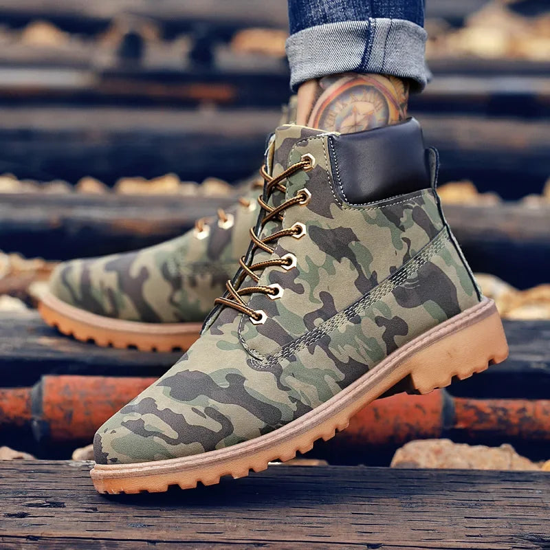Camouflage Men Ankle Boots Trendy Boots Snow Boots Outdoor Casual Cheap Timber Boot Lover Autumn Winter Shoes Man Work Boot Good Vibrations