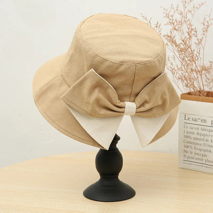 Women's hat, big brim hat, women's summer fisherman's hat, casual sun protection bow, versatile sun hat Good Vibrations