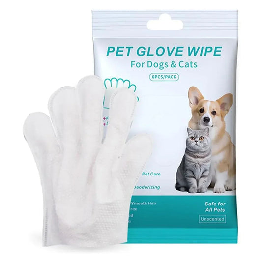 6pcs Unscented Extra Thick Pet Cleaning Wipes for Dogs & Cats,Dog Washing Bathing Deodorizing Grooming Gloves for Daily Care Good Vibrations