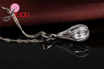 8 Colors Best Gift for Women Girls Friends 925 Sterling Silver Jewelry Set CZ Cubic Zircon Water Drop Necklace Dangle Earrings Good Vibrations Adult Super Store
