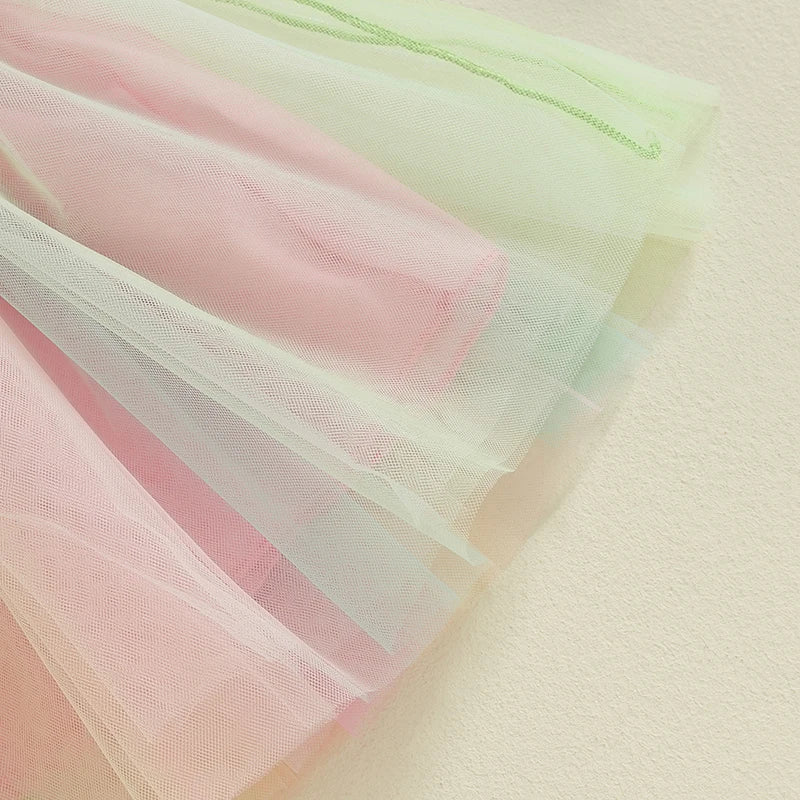 Toddler Birthday Clothes Baby Girl Tutu Skirt Outfit Letter Print Sweathsirt Rainbow Tulle Skirt Fall Winter Sets Good Vibrations