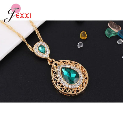 Brand Wedding Party Women Gold Color Jewelry Sets Waterdrop Necklaces piercing Drop Earrings Opal Stone Bijoux Good Vibrations Adult Super Store