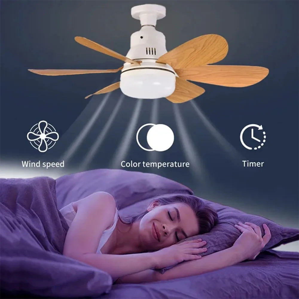 Socket Fan Light Ceiling Fans with Lights and Remote Control,Dimmable LED Ceiling Fan for Room,Bedroom,Living Room,Garage,Kitche