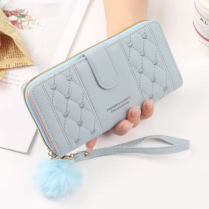 Women Long Wallet Pu Leather Card Holder Large Capacity Hasp Zipper Coin Purse Multi Card Organizer Cell Phone Wristlet Handbag Good Vibrations