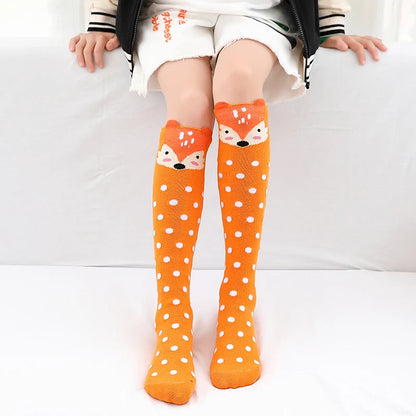 toddler child high knee Socks Three-dimensional cute Cartoon fox cat unicorn Cotton Over knee kids baby girls Sock Spring Autumn Good Vibrations