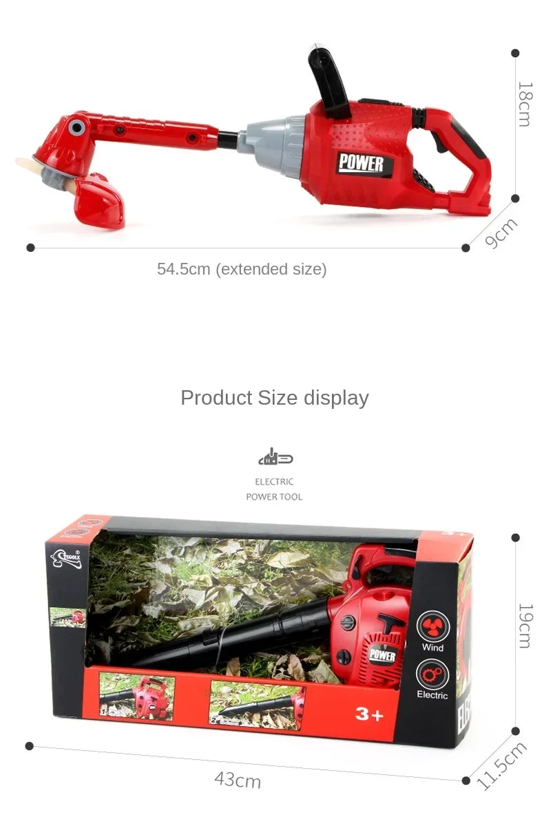 Children Electric Toolbox Pretend Play Toys Baby Simulation Tools Repair Lawn Mower Saw Hair Dryer Toy Maintenance Tool for kid Good Vibrations