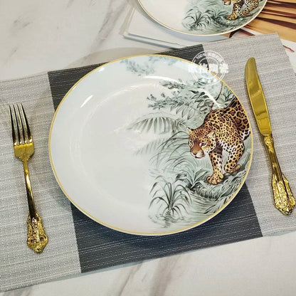 European ceramic western dinner plate, jungle set, steak plate, Coffee cup, afternoon , personalized gift set Good Vibrations