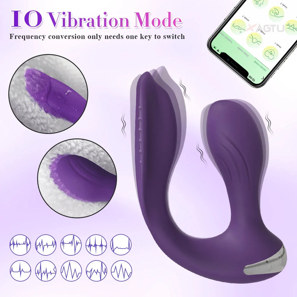 Women Dual Clit Stimulator Ended Vagina Anal Vibrator Female Masturbator Sex Toy