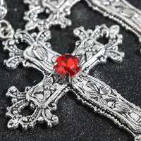 Y2K Punk Crystal Big Cross Pendant Necklaces for Women Men Gothic Irregular Cross Clavicle Chain Necklaces Aesthetic Jewelry Good Vibrations