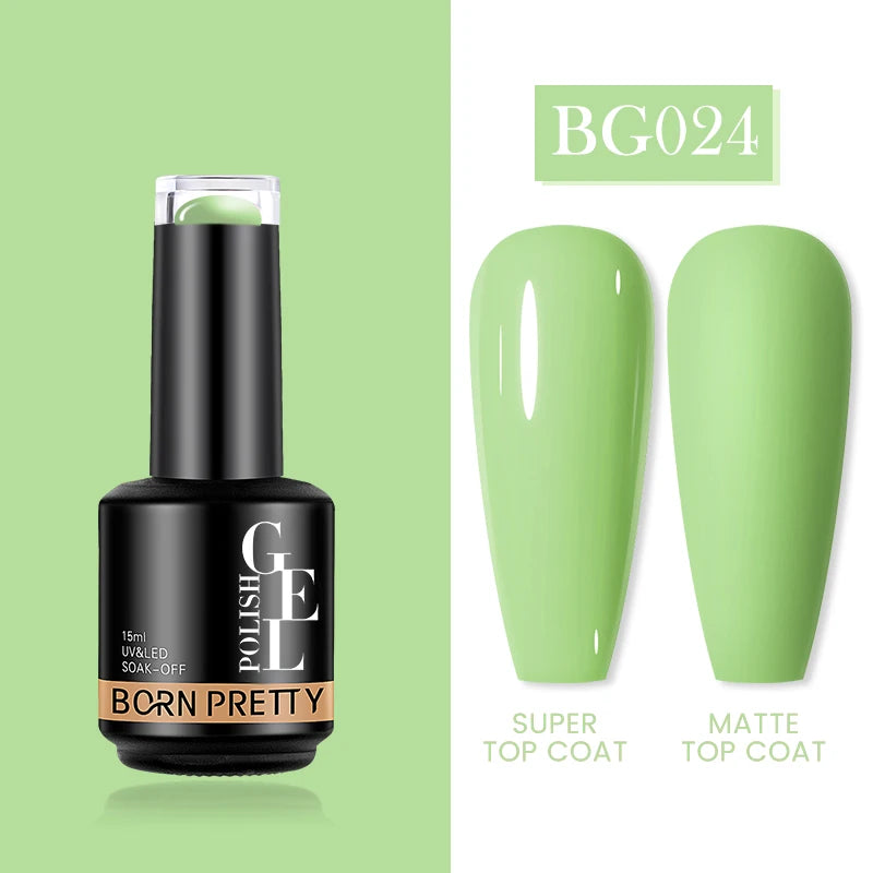 BORN PRETTY Milky Pink Rubber Base Gel Nail Polish Glitter 15ml Semi-Permanent Varnish Soak Off Self Leveling UV LED Gel Good Vibrations