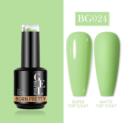 BORN PRETTY Milky Pink Rubber Base Gel Nail Polish Glitter 15ml Semi-Permanent Varnish Soak Off Self Leveling UV LED Gel Good Vibrations