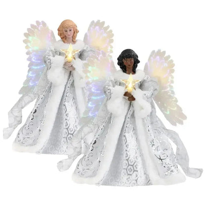 Christmas Tree Topper Angel Fairy with Lights Three-dimensional Christmas Tree Top Decoration Ornament Christmas Decoration Good Vibrations