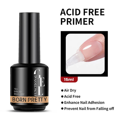 BORN PRETTY Milky Pink Rubber Base Gel Nail Polish Glitter 15ml Semi-Permanent Varnish Soak Off Self Leveling UV LED Gel Good Vibrations