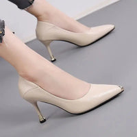 Formal Shoes For Women 2024 High Heels On Heeled Luxury Leather Casual Ladies Summer Footwear Pointed Toe Office Pumps Trend A E Good Vibrations